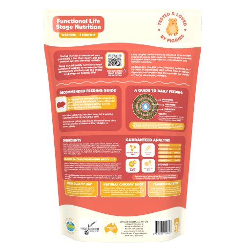 Origins Cavy Junior Pellets – Vet-Formulated Nutrition for Young Guinea Pigs (0–6 Months)