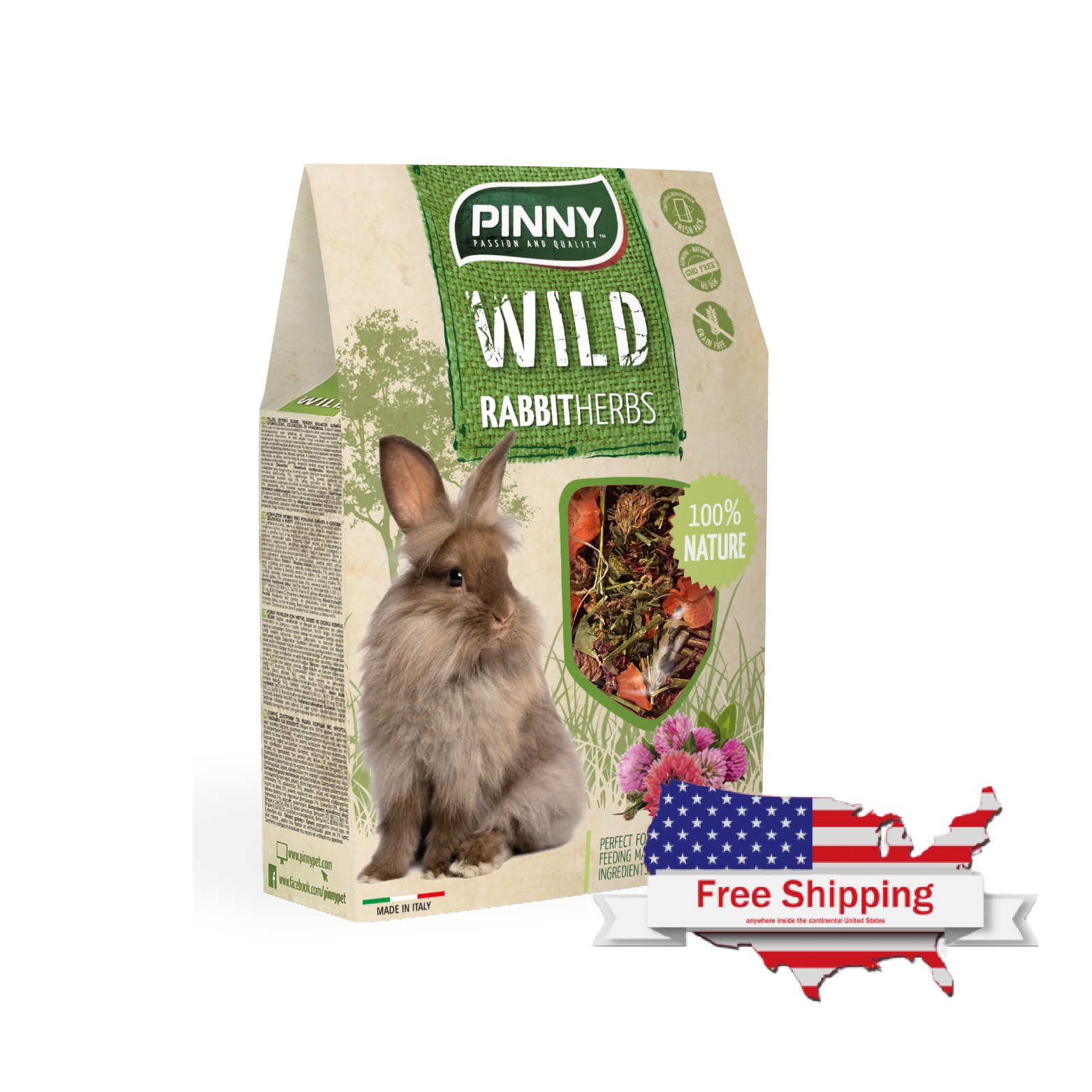 Wild Menu Rabbit Herbs (Pinny) Complete feed for dwarf rabbits with carrots, clover and cornflower (600g)