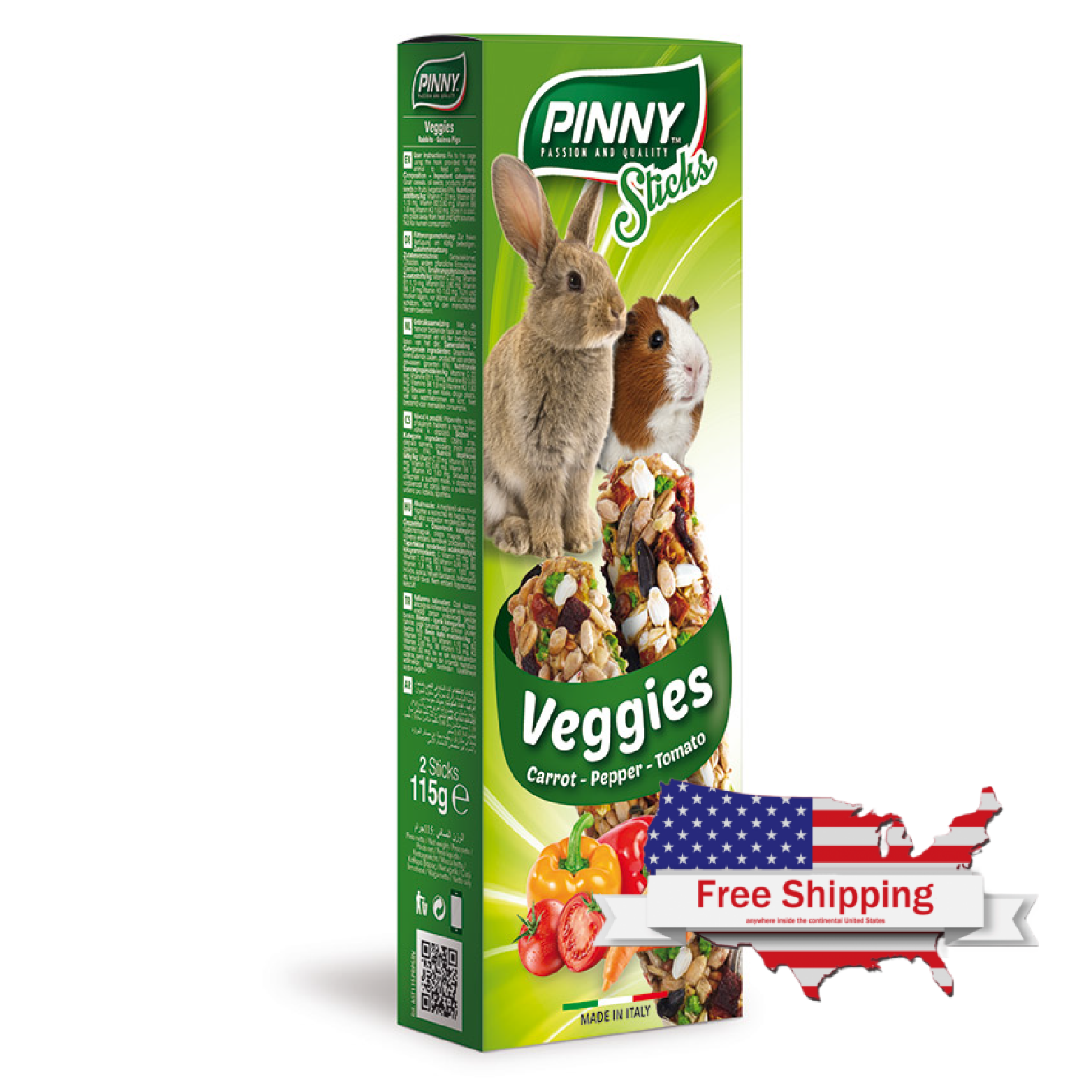 Rabbit Stick Veggies (Pinny) Complementary feed for rabbits and guinea-pigs with mixed vegetables (115g)