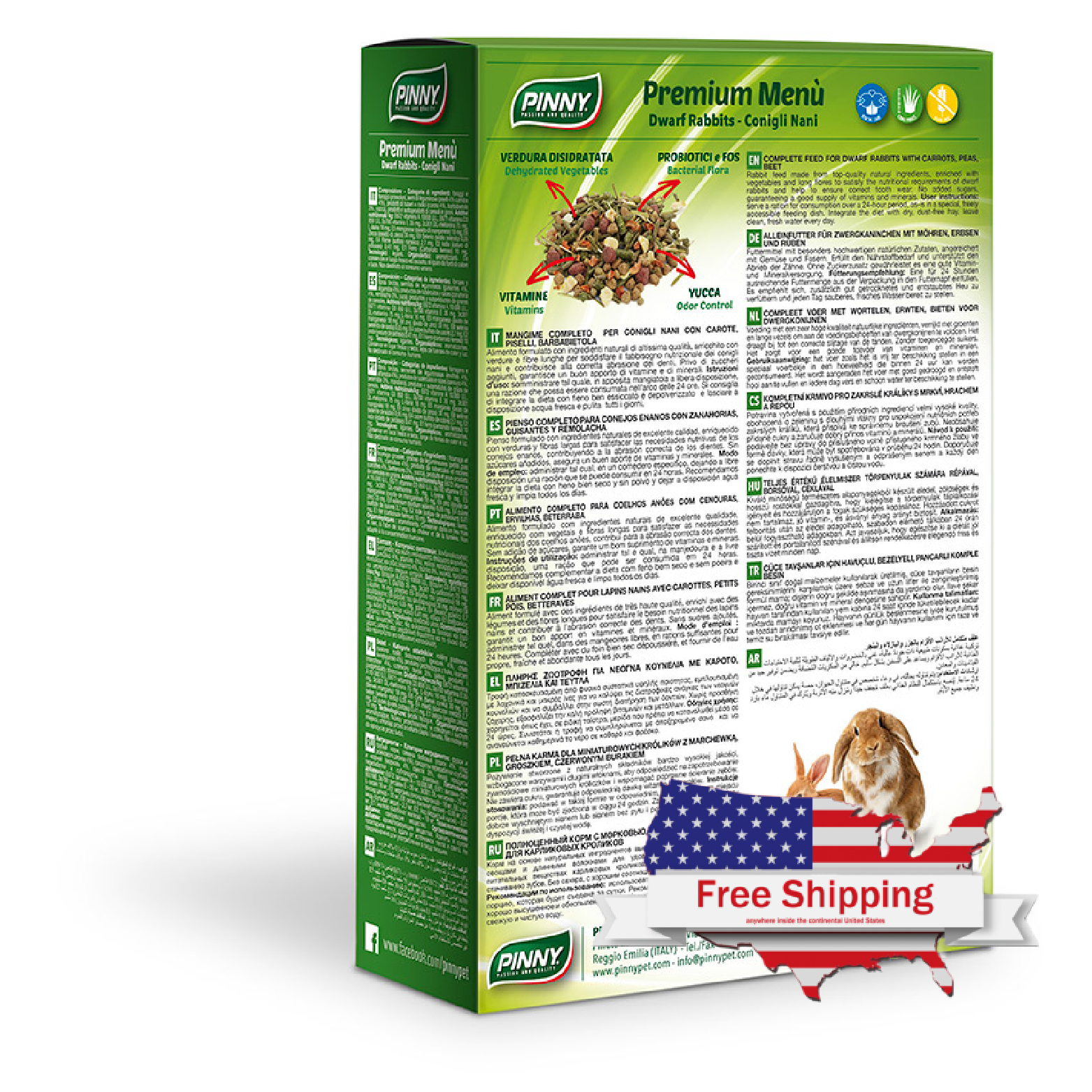 Premium Menu Rabbit (Pinny) - Complete Feed for Rabbits with Carrots, Peas, Beet (800g, 2.5kg)