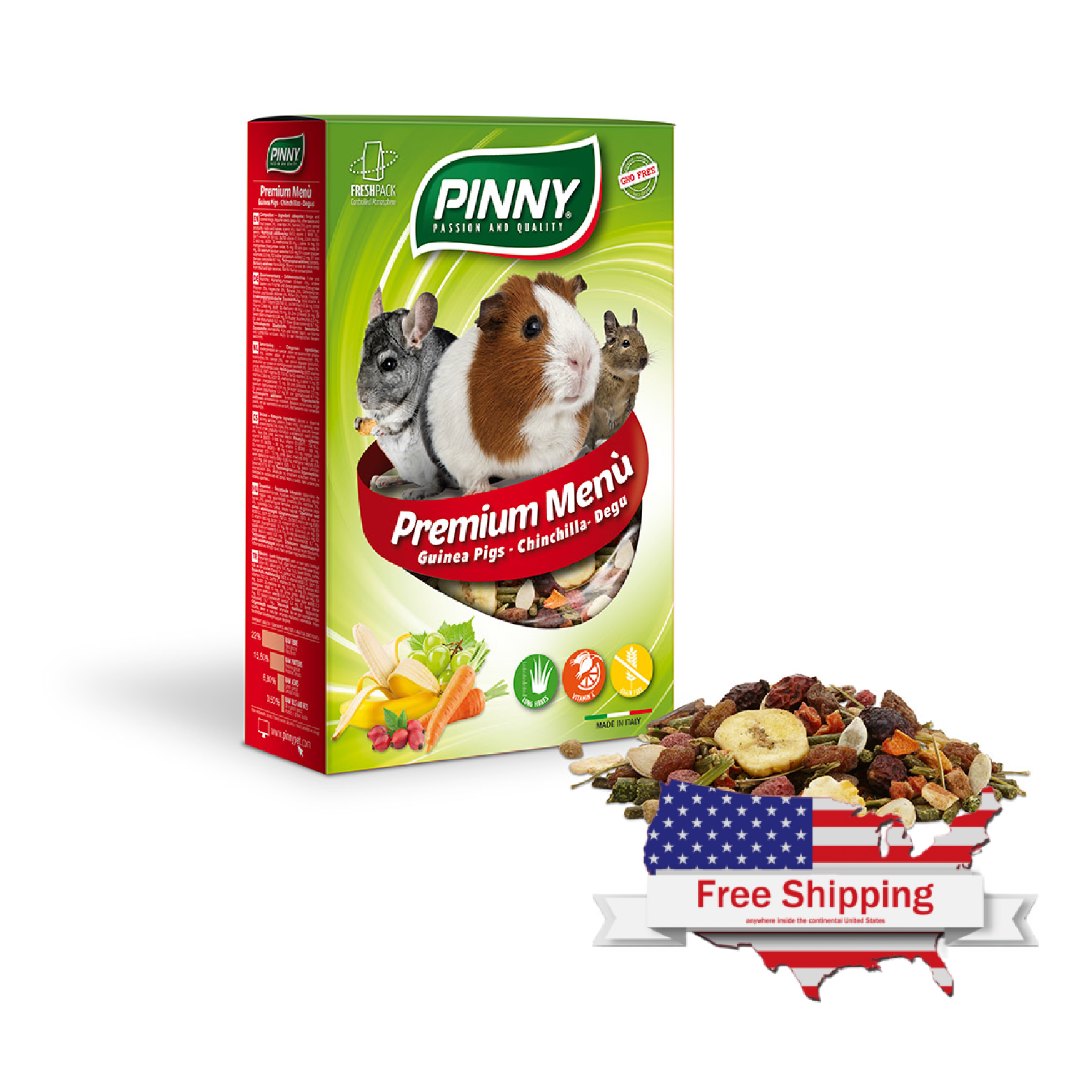 Premium Menu Guinea (Pinny) Complete feed for guinea-pigs, degus, chinchillas, with carrots, raisins and beet (800g)
