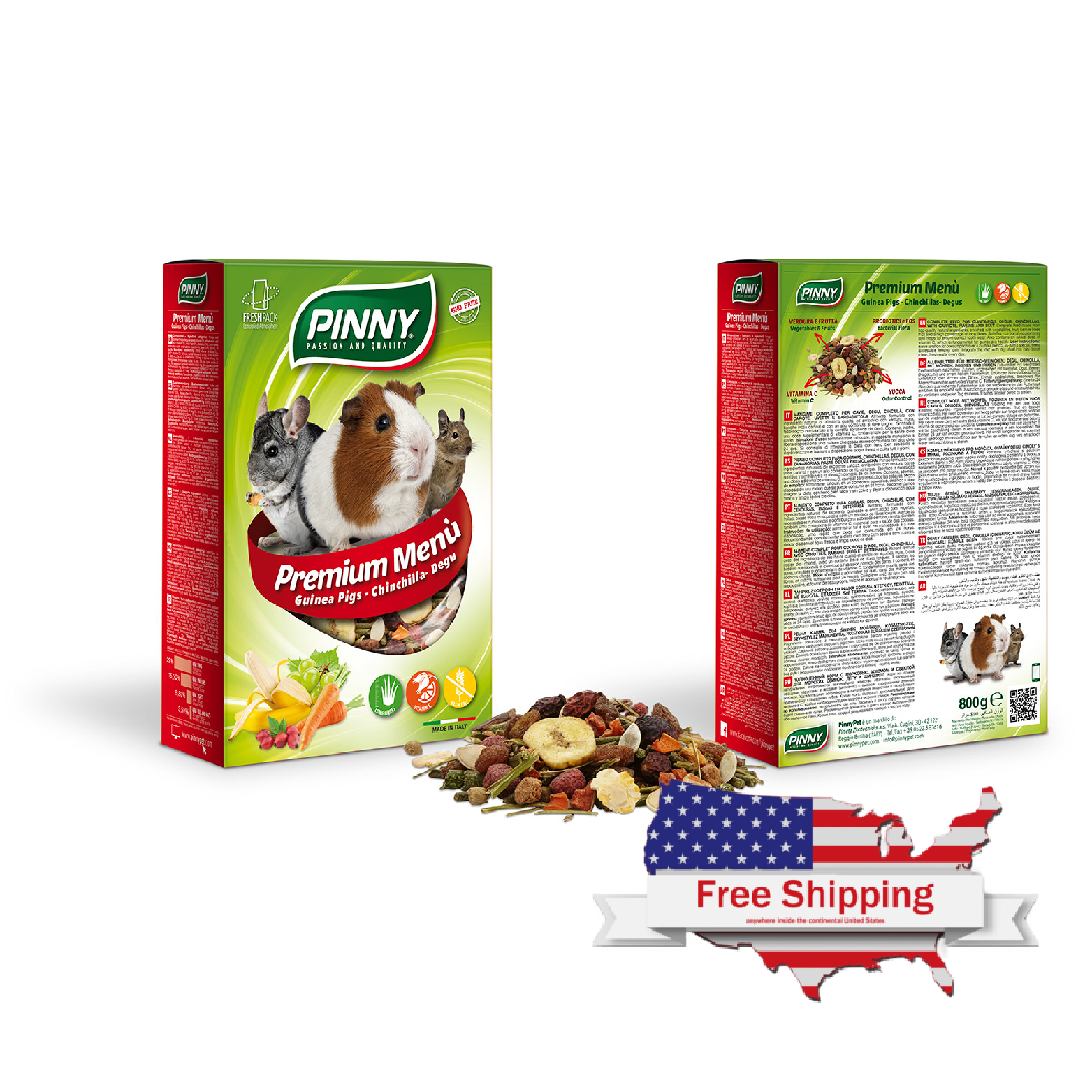 Premium Menu Guinea (Pinny) Complete feed for guinea-pigs, degus, chinchillas, with carrots, raisins and beet (800g)