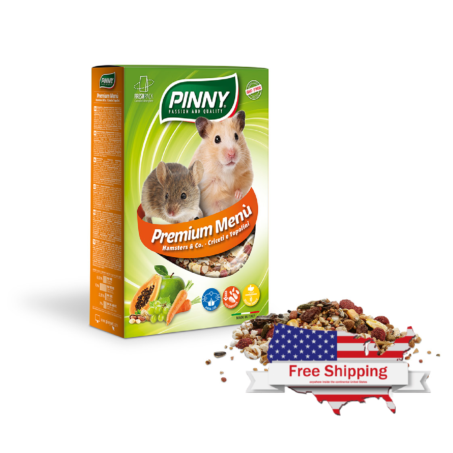 Premium Menu Hamster (Pinny) Complete feed for all types of hamsters and mice with fruits (300g)
