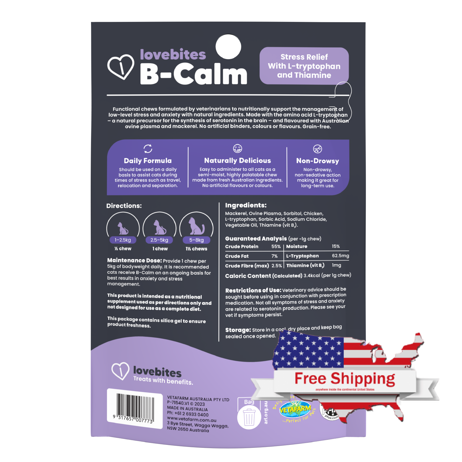 Lovebites B-Calm Chews (Vetafarm) Natural Stress Relief for Cats - Calm Your Anxious Cats