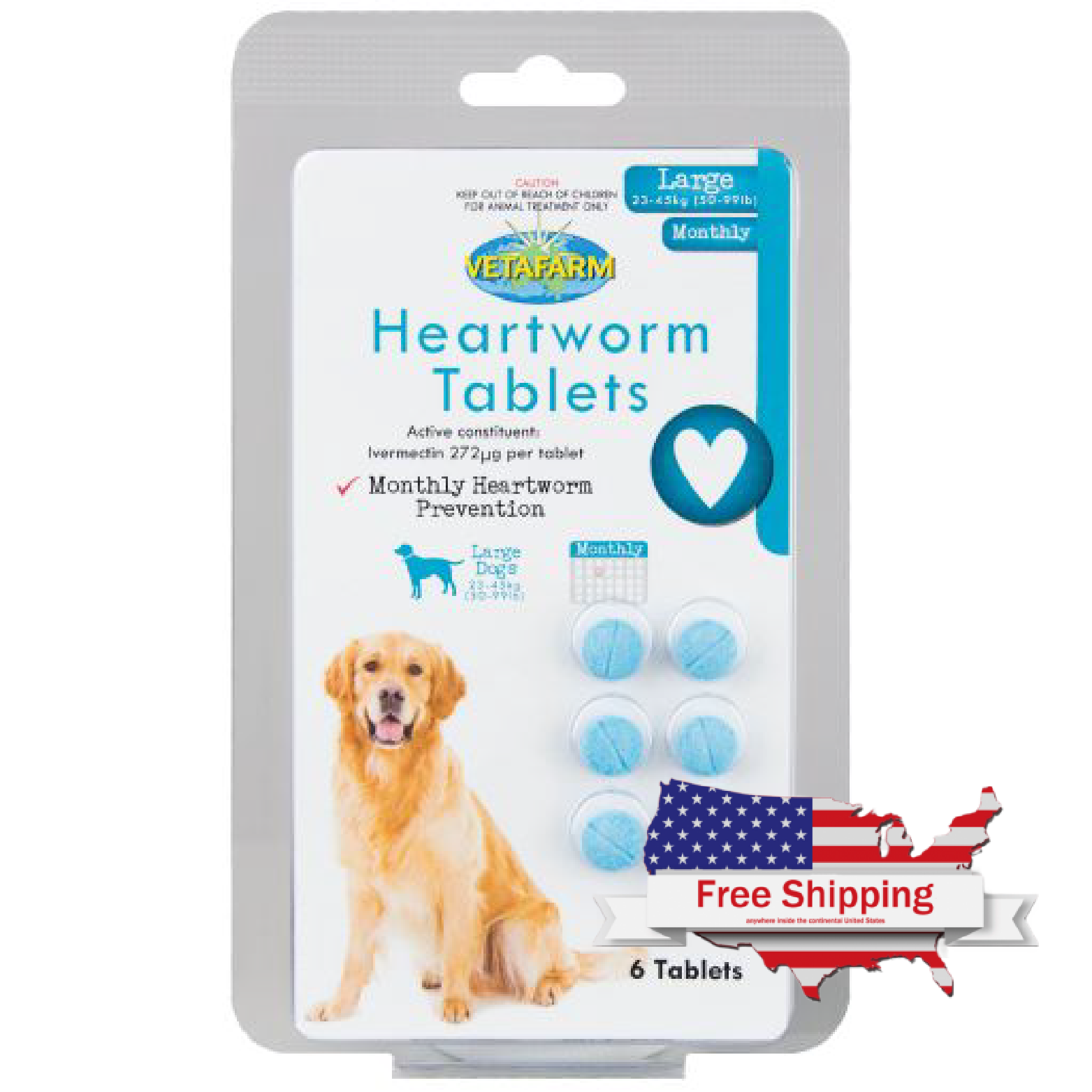 Quality Monthly Heartworm Tablets for Large Breed Dogs