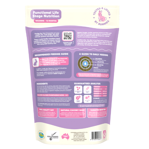 Rabbit Origins Junior Pellets – Vet-Formulated Nutrition for Young Rabbits (0–12 Months)