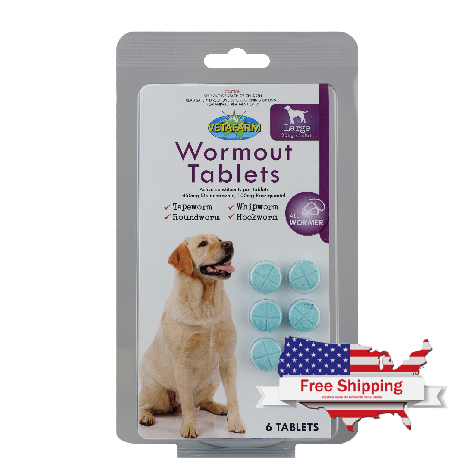 Wormout for Dogs 20kg (Vetafarm) - Effective Dog Wormer Pills