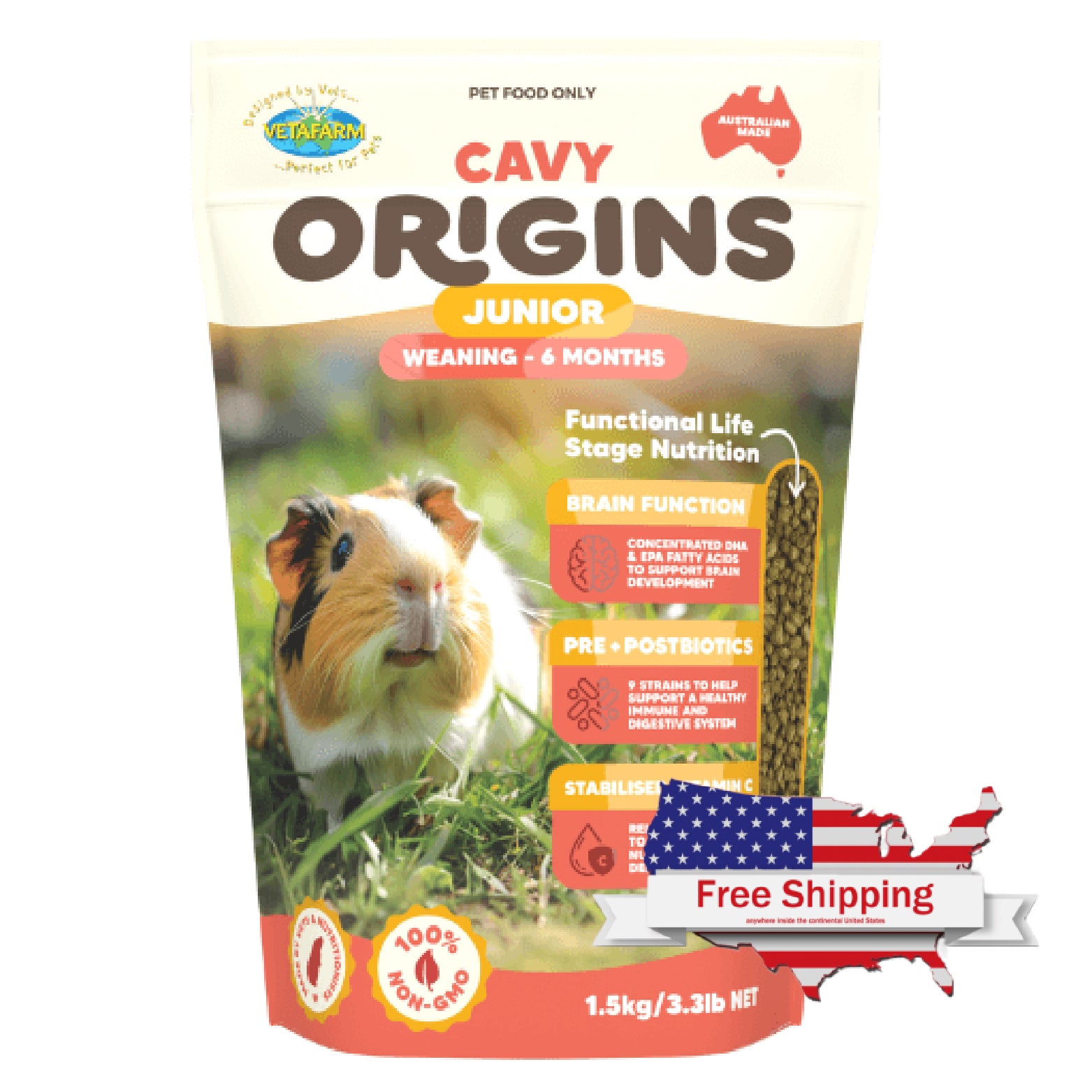 Origins Cavy Junior Pellets – Vet-Formulated Nutrition for Young Guinea Pigs (0–6 Months)
