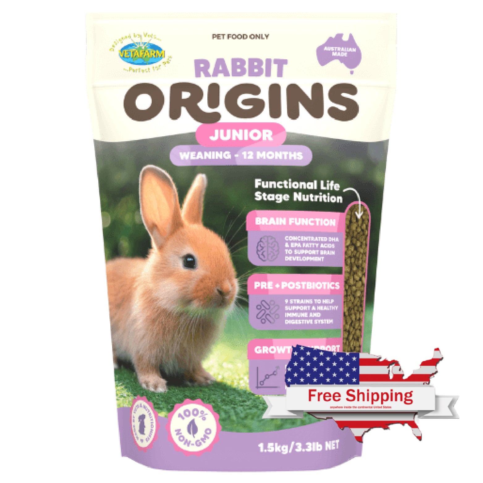 Rabbit Origins Junior Pellets – Vet-Formulated Nutrition for Young Rabbits (0–12 Months)