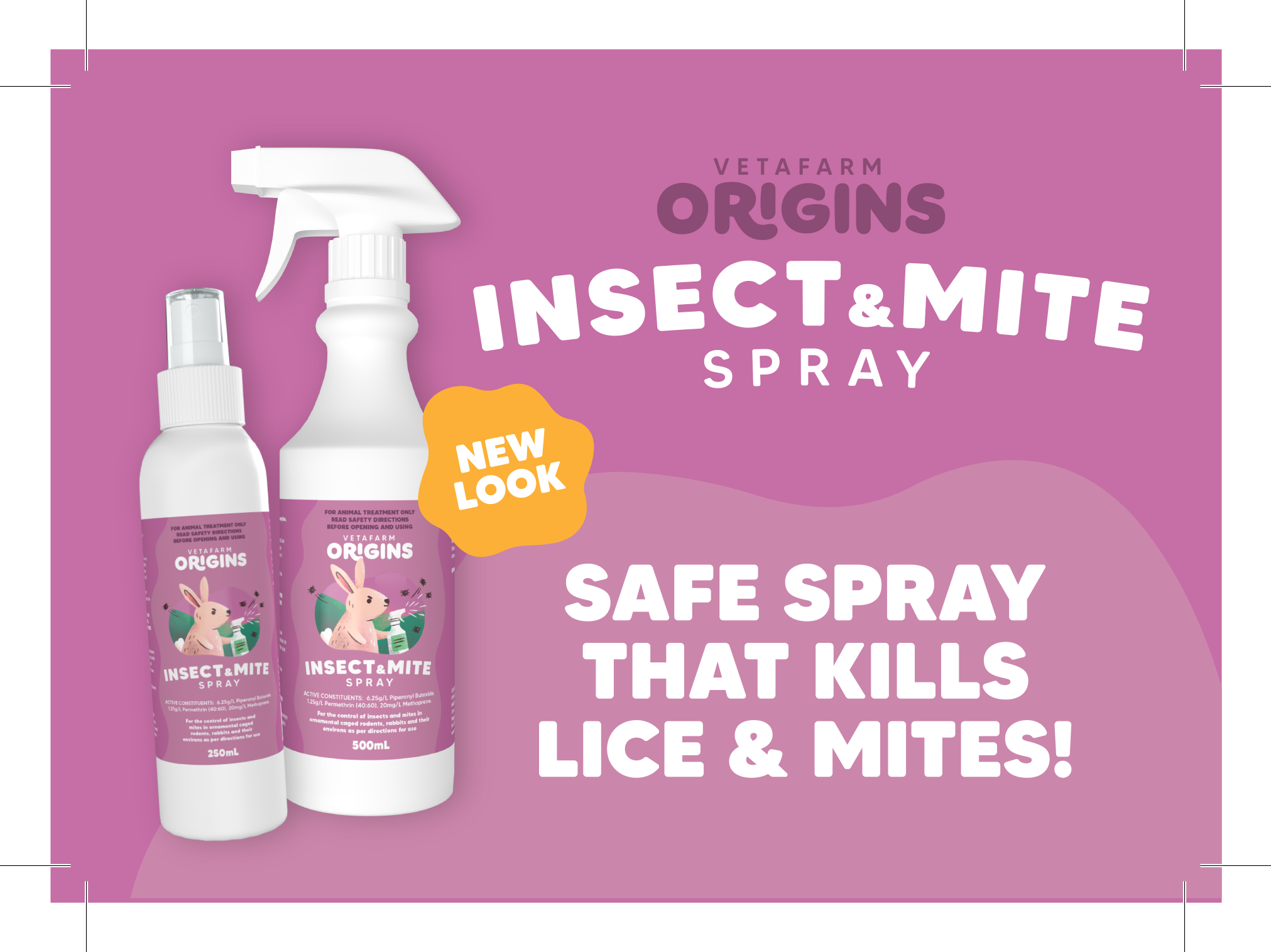 Origins Insect & Mite Spray (Vetafarm) for Rabbits & Small Animals - 6 Week Shield